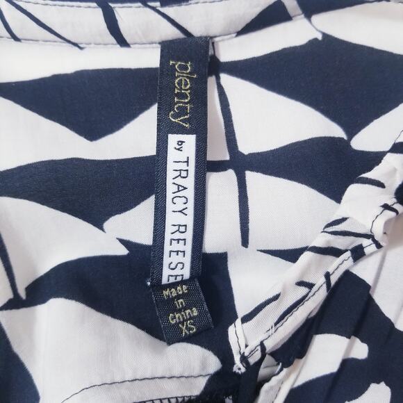 Plenty by Tracy Reese Geometric Print  Maxi Dress High Low Ruffle Keyhole Back - Picture 2 of 15